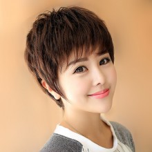 FESHFEN真人發(fā)絲假發(fā)女短發(fā)中老年媽媽時(shí)尚氣質(zhì)顯年輕無(wú)菌網(wǎng)發(fā)套